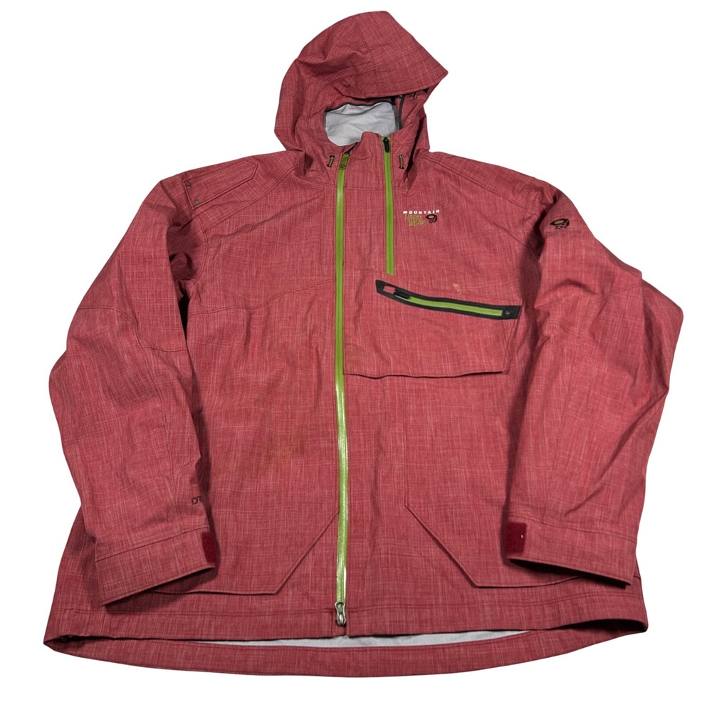 Mountain Hardwear Dry.Q Core Jacket‎ Mens 2XL Red Waterproof Hooded Shell READ